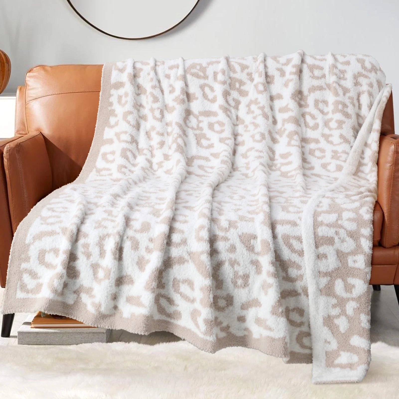 Large Soft Leopard Blanket (60"X70"), Warm Reversible Cheetah Blanket Leopard Throw Blanket for Couch Bed Sofa