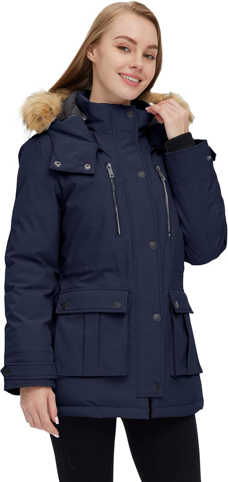 Women'S Quilted Winter Coat Warm Puffer Jacket Thicken Parka with Removable Hood