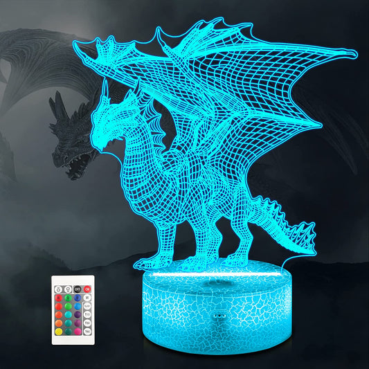 Dragon Lamp for Kids, 3D Dragon Night Light Toy,16 Colors with Remote Control Kids Room Decor as a Christmas Birthday Gifts for Boys Girls