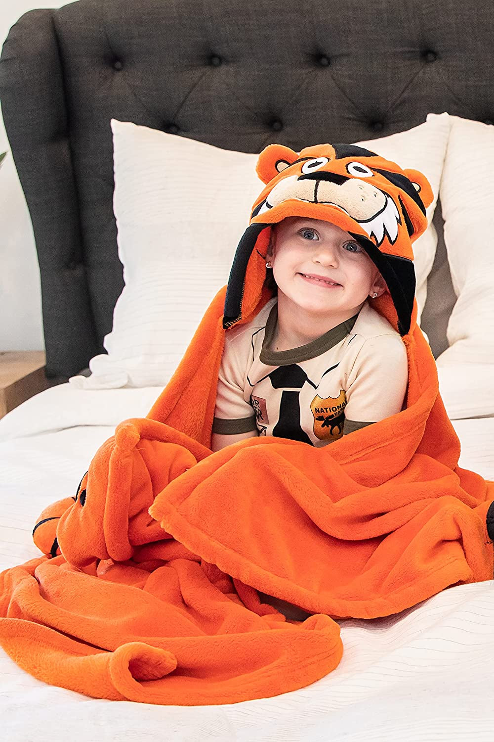 Wearable Hooded Blanket for Kids, Animal Hooded Blanket (Tiger Blanket)