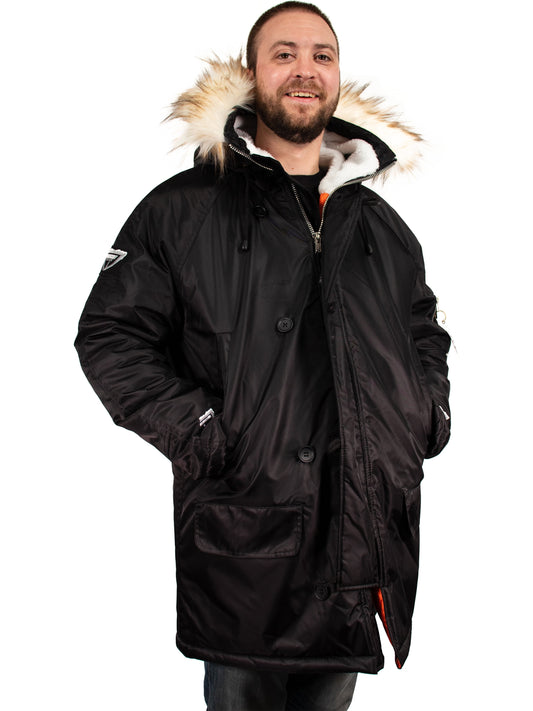 Men'S Big & Tall Winter Coat Snorkel Parka Jacket (Black, 5XL)