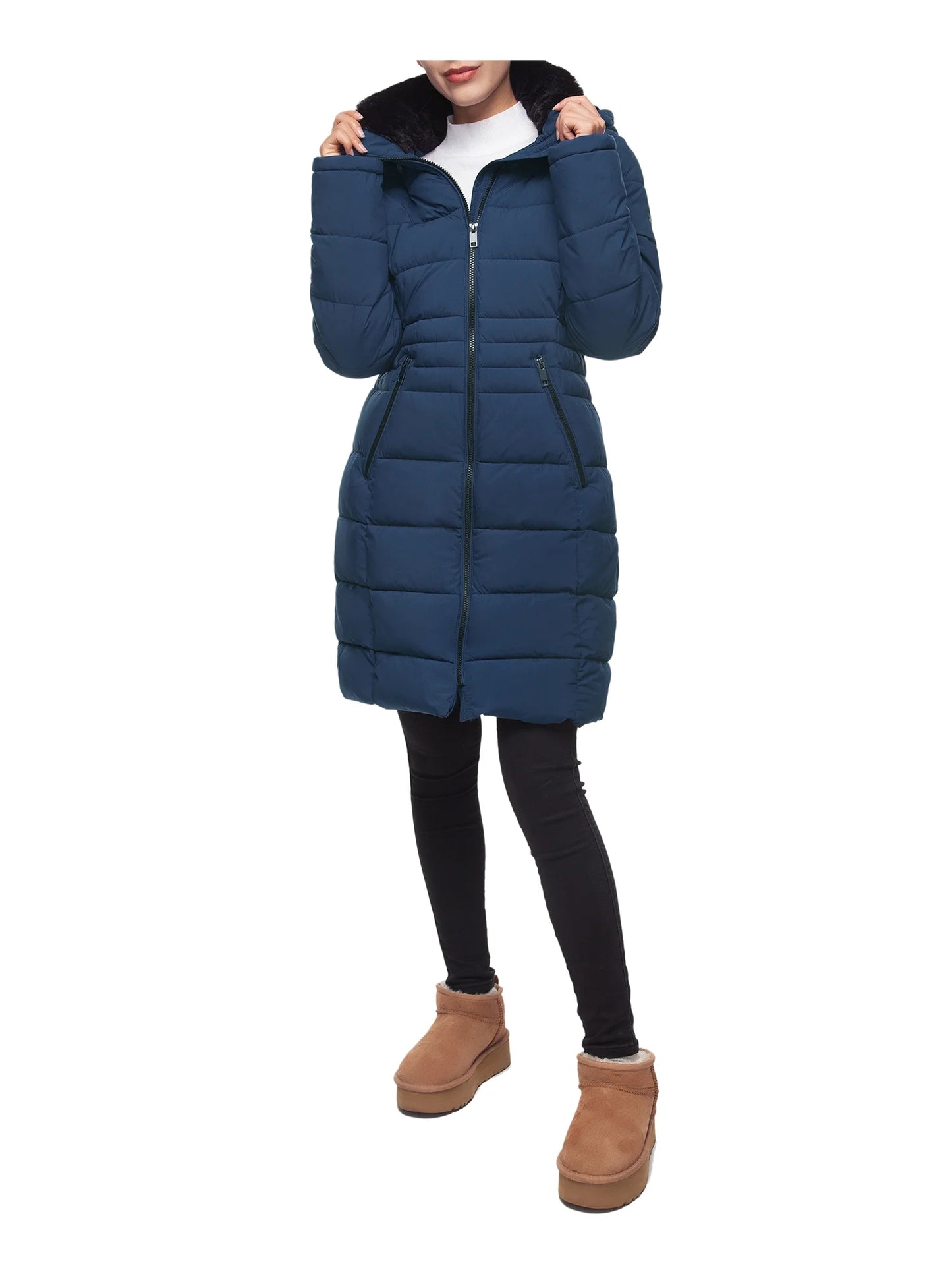 Women'S Heavy Long Winter Coat with Fleece Hood Parka Jacket