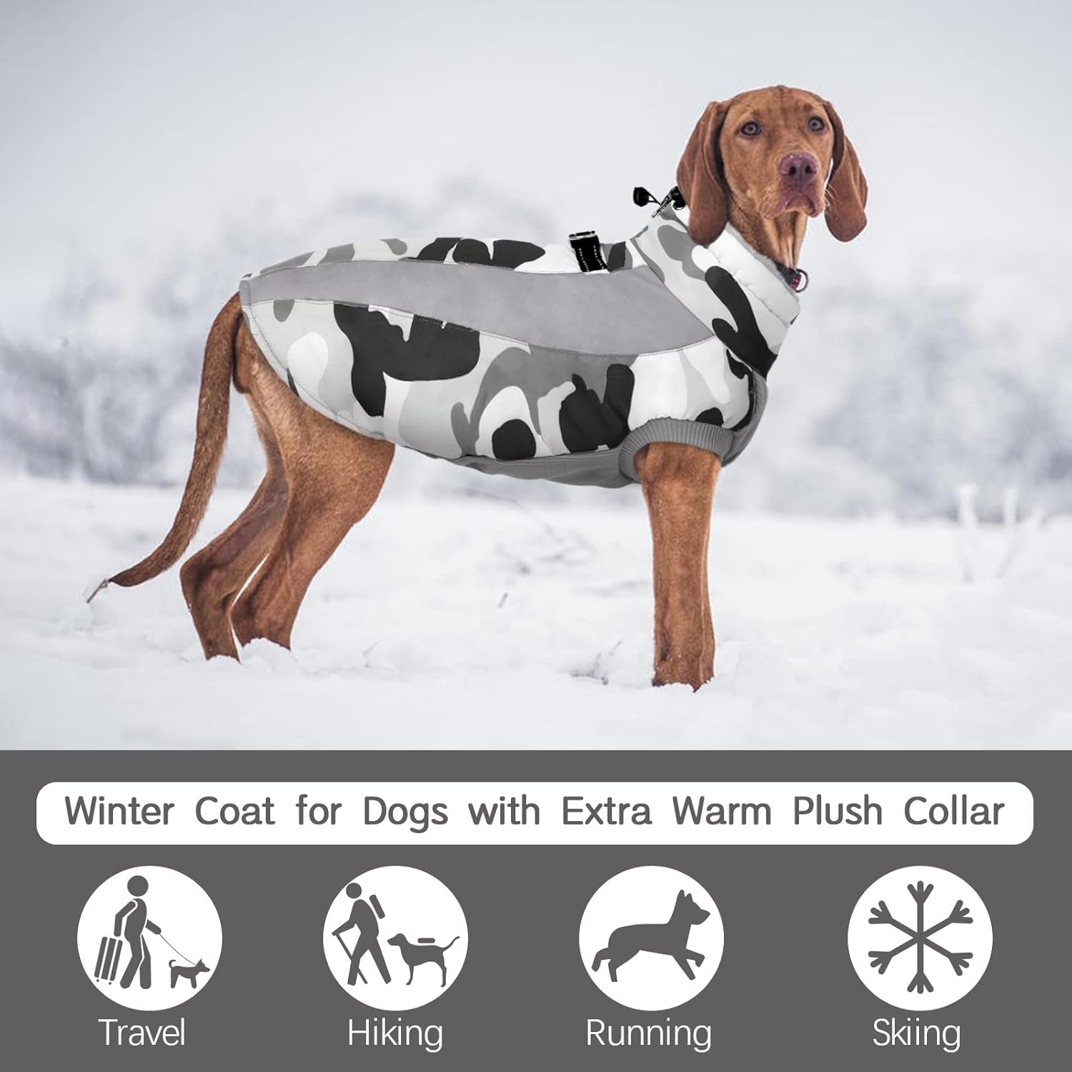 Warm Dog Jacket,Dog Winter Coat with Harness Dog Cold Weather Coats Warm Pet Vest Dog Winter Clothes Waterproof Windproof Dog Snow Jacket with Back Zipper for Small Medium Large Dogs Grey 3XL