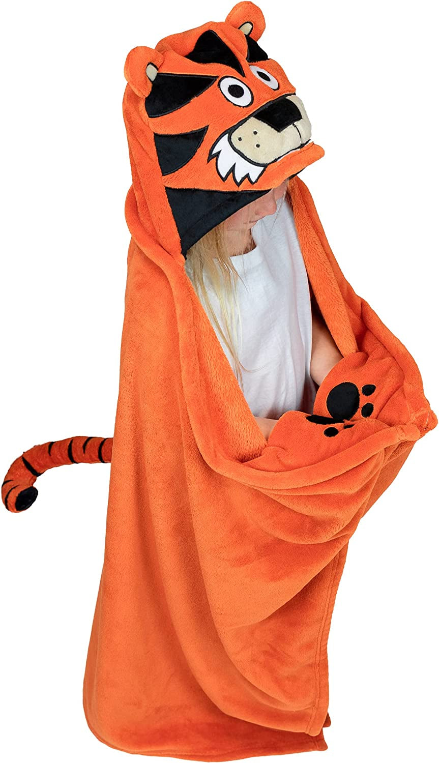 Wearable Hooded Blanket for Kids, Animal Hooded Blanket (Tiger Blanket)